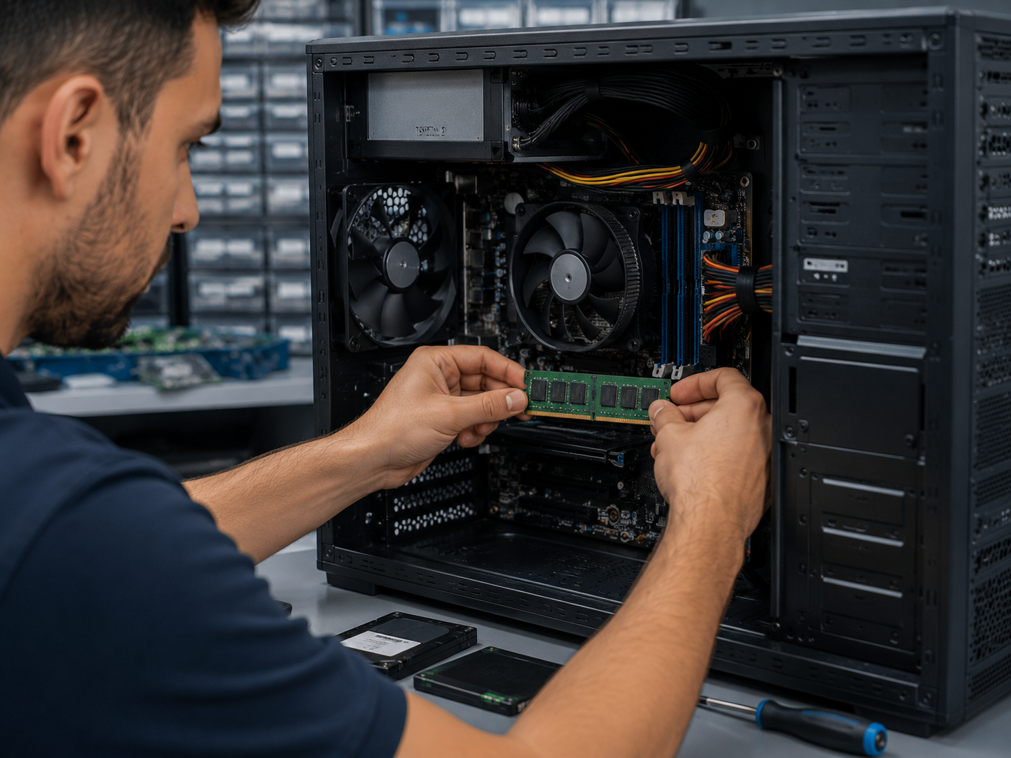 Computer hardware upgrade in progress