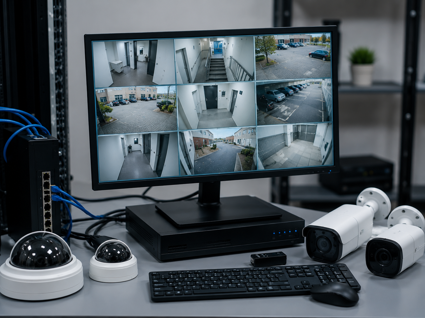 Security monitoring equipment and camera feed setup
